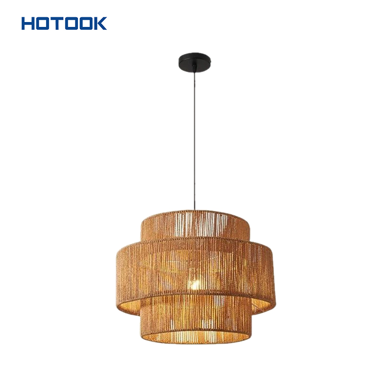 Rustic LED Rattan Chandelier